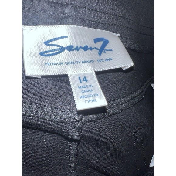 Seven 7 Pants Womens 14 Black Ponte Knit Zip Fly Skinny Fitted Stretch Pockets - Picture 5 of 7